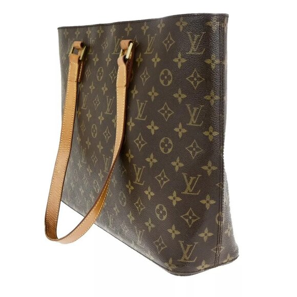 LOUIS VUITTON Logo Luco Shoulder Tote Bag Monogram Leather Brown - Picture 15 of 16